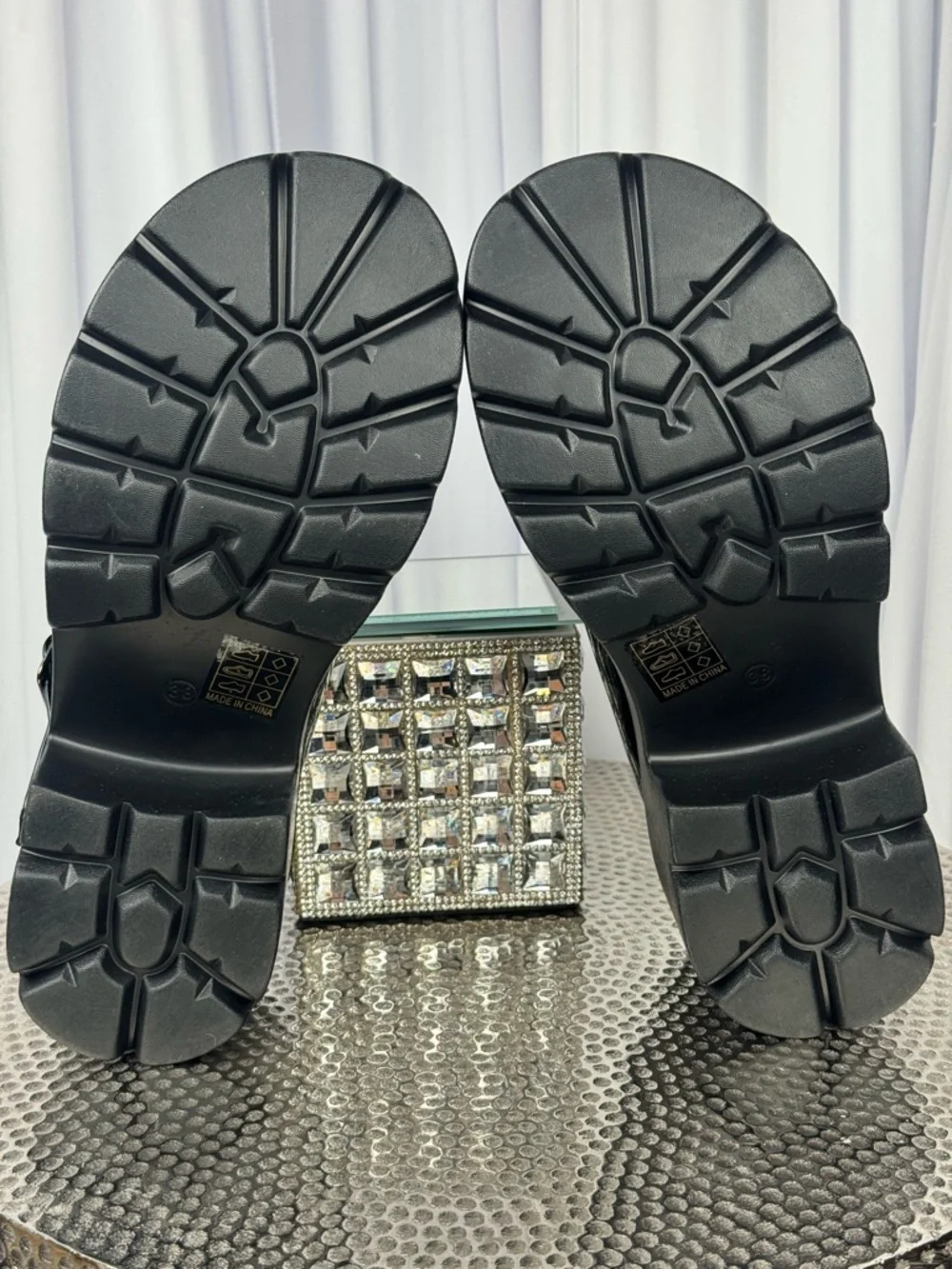 Synthetic Patent Mary Jane Platforms Size 38